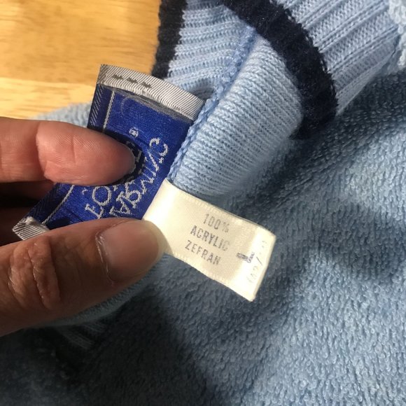 Charming Forge Vintage USA Large Blue V Neck Sweater Ribbed Cuffs and Hem Pullov - Picture 13 of 16